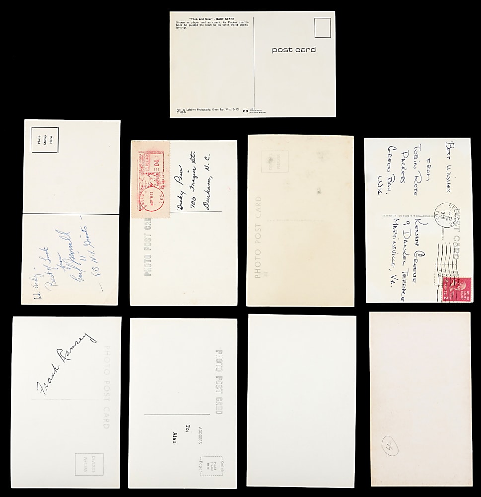 1950s-1970s Basketball/Football Real Photo Postcards (9) with Rare, Signed & Team-Issued Examples