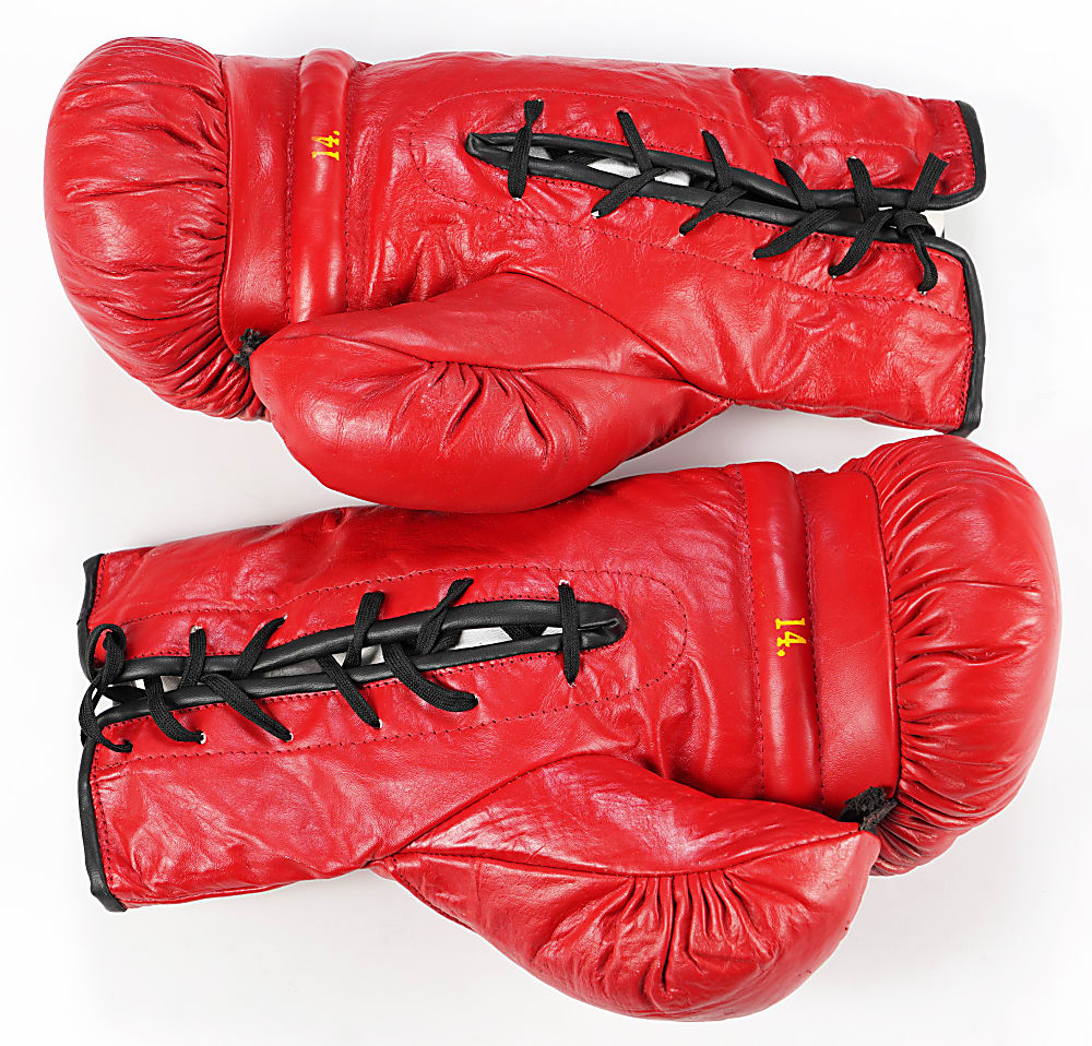 Muhammad Ali & Joe Frazier Boldly Single-Signed Everlast Boxing Glove Pair