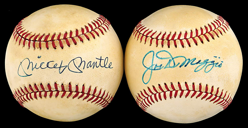 Mickey Mantle & Joe DiMaggio OAL/MacPhail Single-Signed Baseball Pair