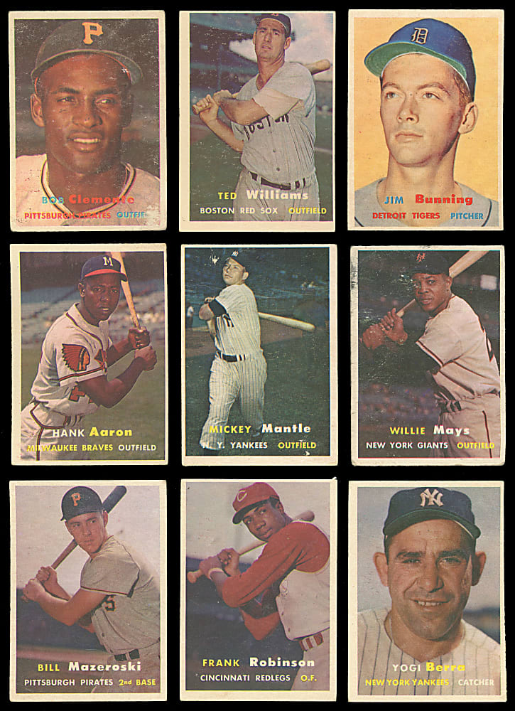 1957 Topps Starter Set (143/407) with Clemente, Mantle, Mays, F. Robinson Rookie & T. Williams