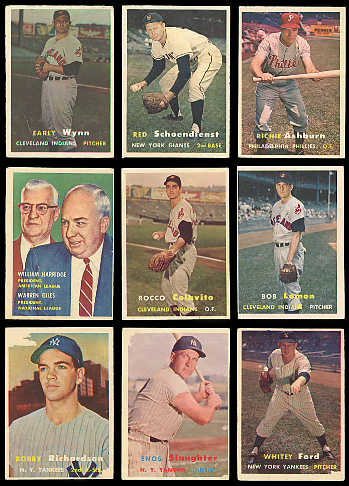 1957 Topps Starter Set (143/407) with Clemente, Mantle, Mays, F. Robinson Rookie & T. Williams