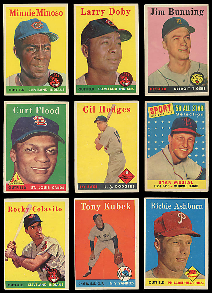 1958 Topps Starter Set (233/494) with (20+) Hall of Famers Including Roberto Clemente & Willie Mays