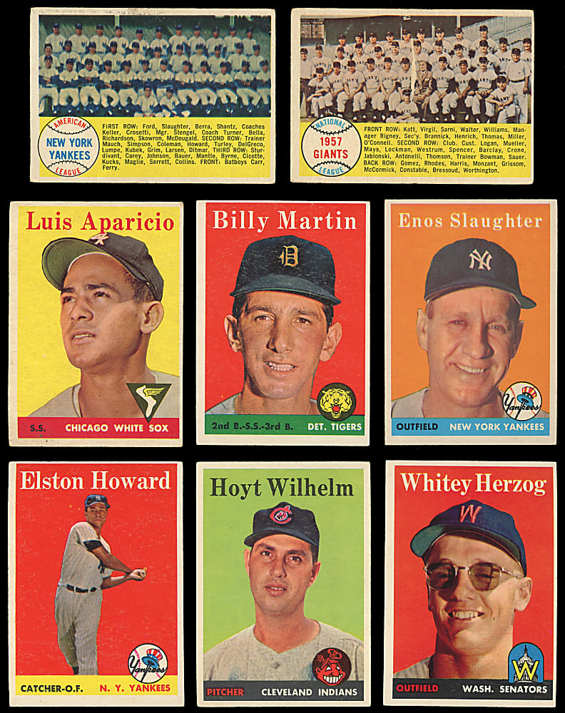 1958 Topps Starter Set (233/494) with (20+) Hall of Famers Including Roberto Clemente & Willie Mays