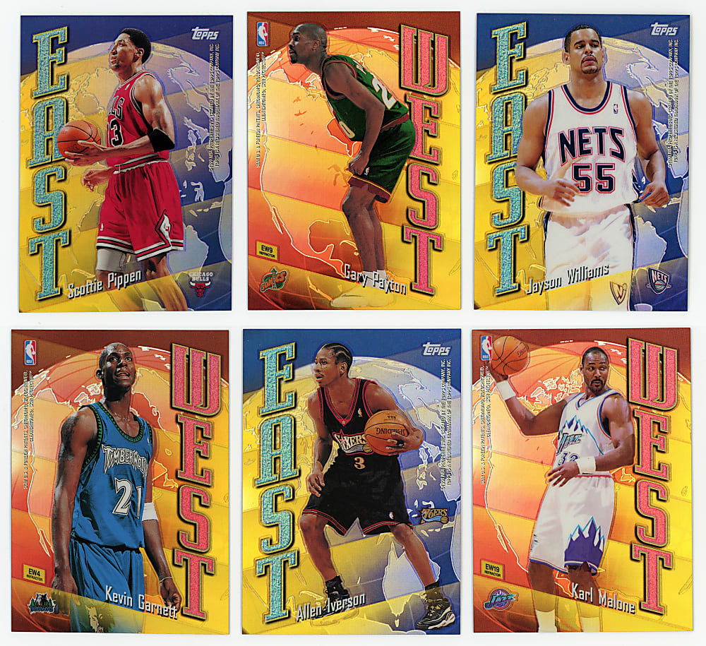 1998-1999 Topps Basketball East/West Refractor Collection (11) with Iverson/Payton & Pippen/Garnett