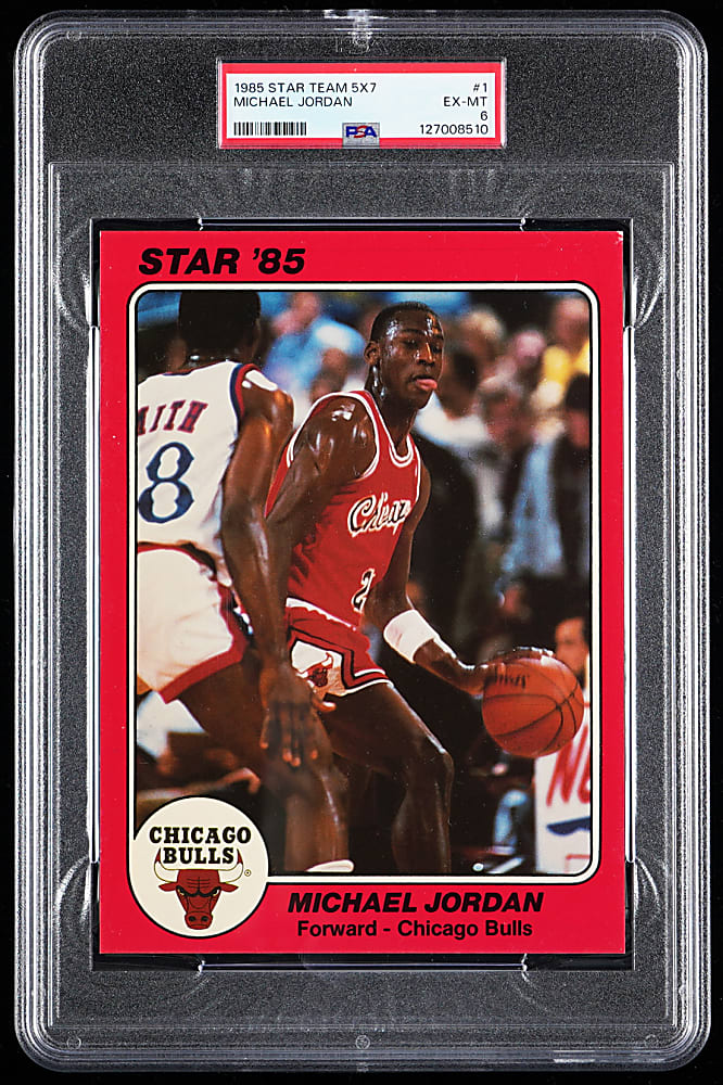 1985 Star Basketball Team 5x7 Chicago Bulls Complete Set (5) with #1 Michael Jordan PSA EX-MT 6