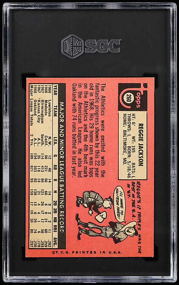 1969 Topps #260 Reggie Jackson Rookie SGC EX+ 5.5