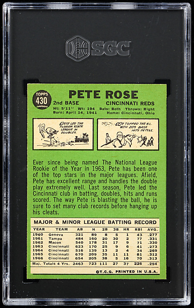 1967 Topps #430 Pete Rose SGC NM 7