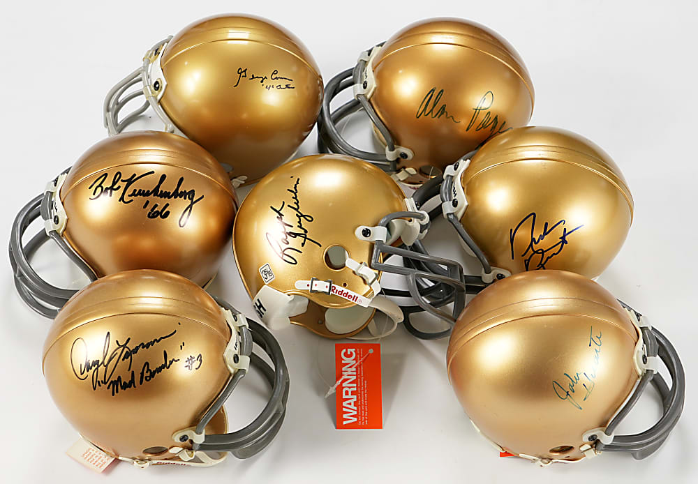 Notre Dame Football Single-Signed Mini Helmet Collection (26) with Joe Montana, Jerome Bettis & Lou Holtz