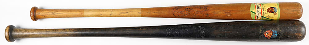 1950s Jackie Robinson & Mickey Mantle Decal Bat Pair