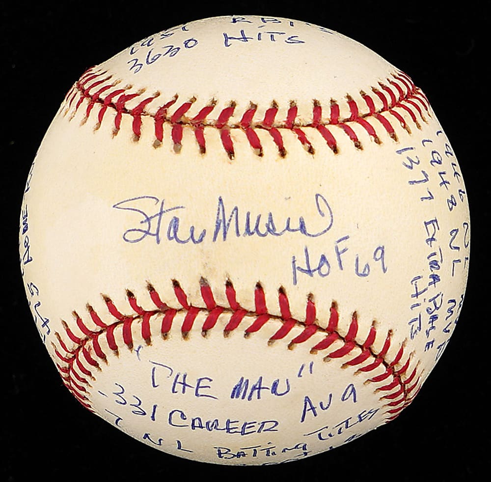 Stan Musial Signed STAT Baseball with Numerous Inscriptions