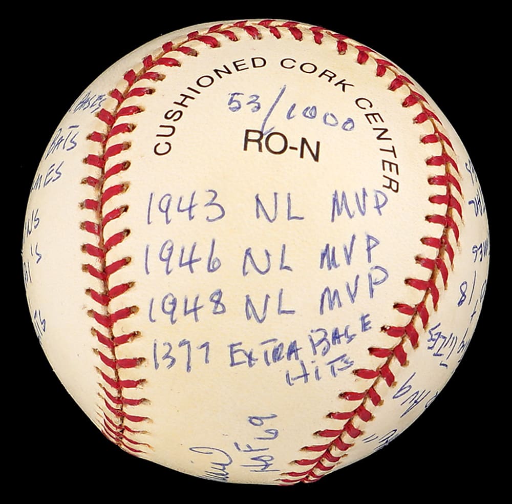 Stan Musial Signed STAT Baseball with Numerous Inscriptions