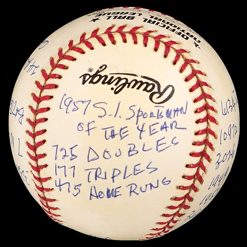 Stan Musial Signed STAT Baseball with Numerous Inscriptions