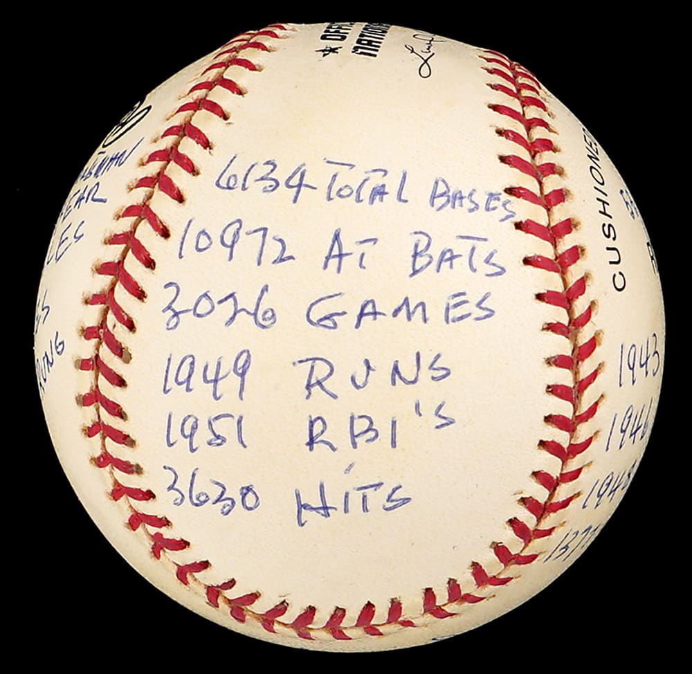 Stan Musial Signed STAT Baseball with Numerous Inscriptions