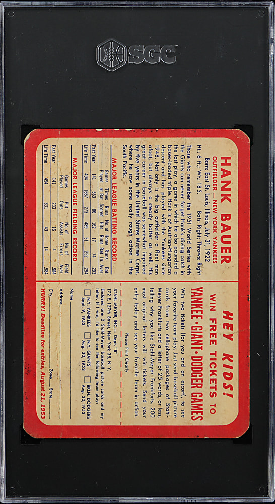 1953 Stahl-Meyer Franks Hank Bauer SGC POOR 1