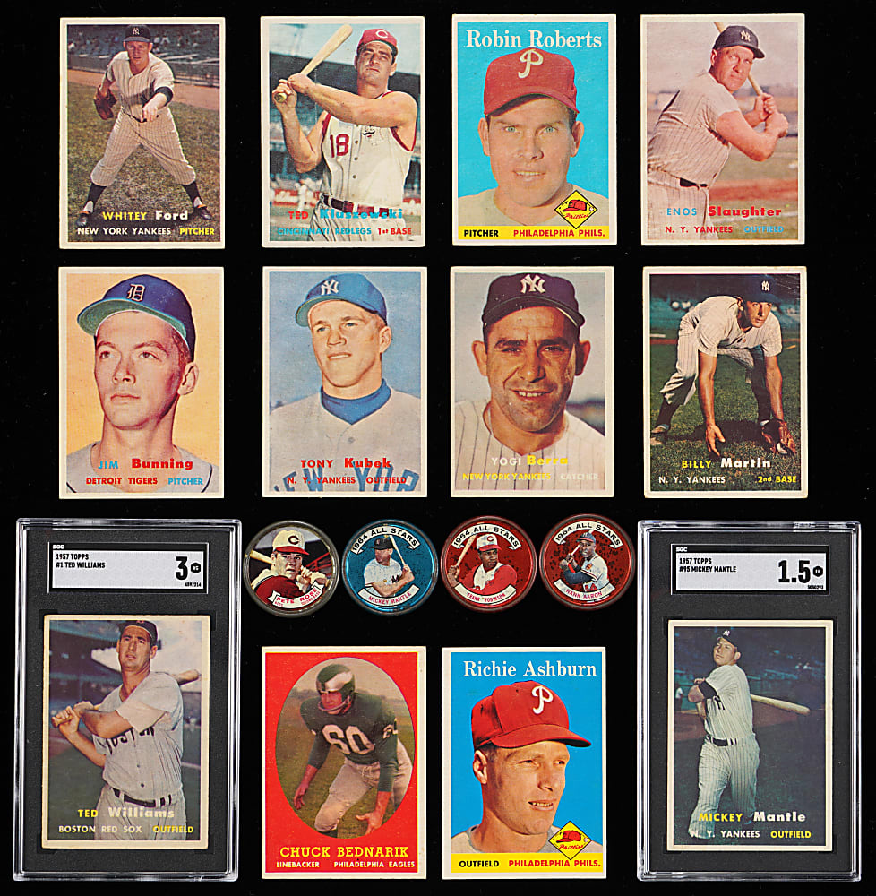 1957-1964 Topps Collection (158) with (17) Hall of Famers Including SGC Graded 1957 Mickey Mantle & Ted Williams