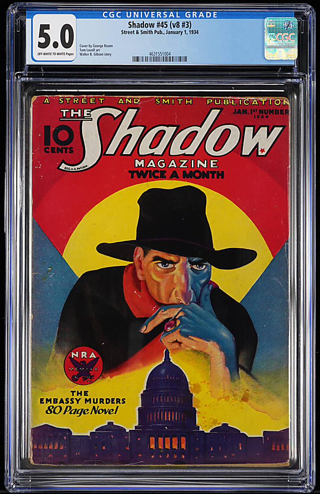 1934 Street & Smith The Shadow #45 Pulp Magazine - CGC 5.0 - "1 of 3" Highest Graded