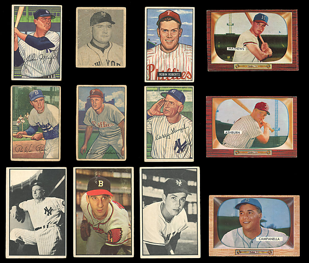 1948-1955 Bowman Collection (600+) with 1953 Black & White Complete Set (64) Plus (28) Hall of Famers & (93) Tough Series