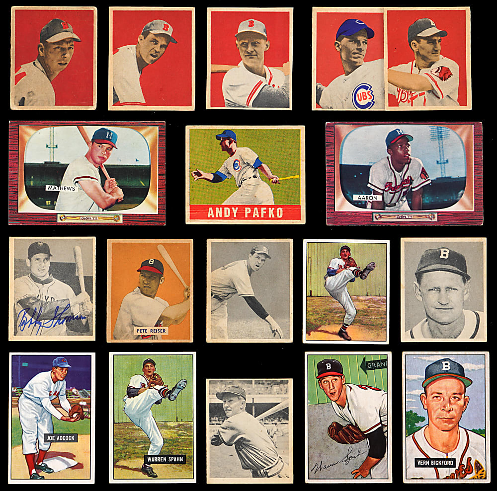 1948-1955 Boston & Milwaukee Braves Related Collection (41) with Aaron, Mathews, Schoendienst Rookie & Spahn