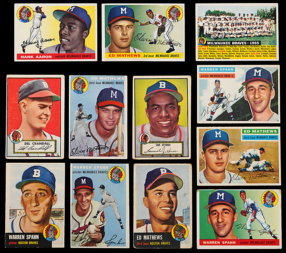 1952-1956 Topps Boston & Milwaukee Braves Collection (86) with (9) Hall of Famers Including 1955 Topps #47 Hank Aaron