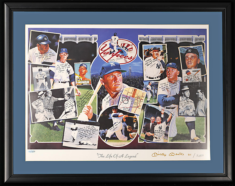1991 Mickey Mantle Signed “The Life of a Legend” Limited-Edition Art Print in Framed Display - UDA Hologram Sticker