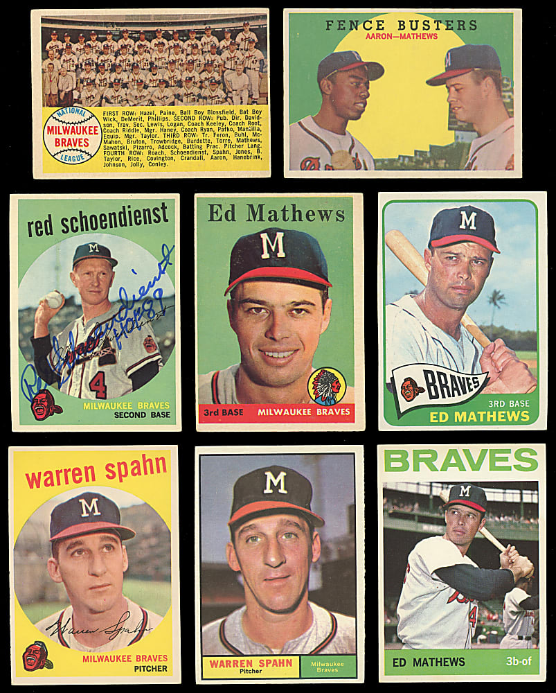 1957-1965 Topps Milwaukee Braves Collection (142) with (7) Hank Aaron & Signed
