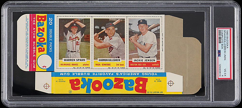 1960 Bazooka Complete Box with Harmon Killebew & Warren Spahn PSA VG-EX 4 - Highest Graded!