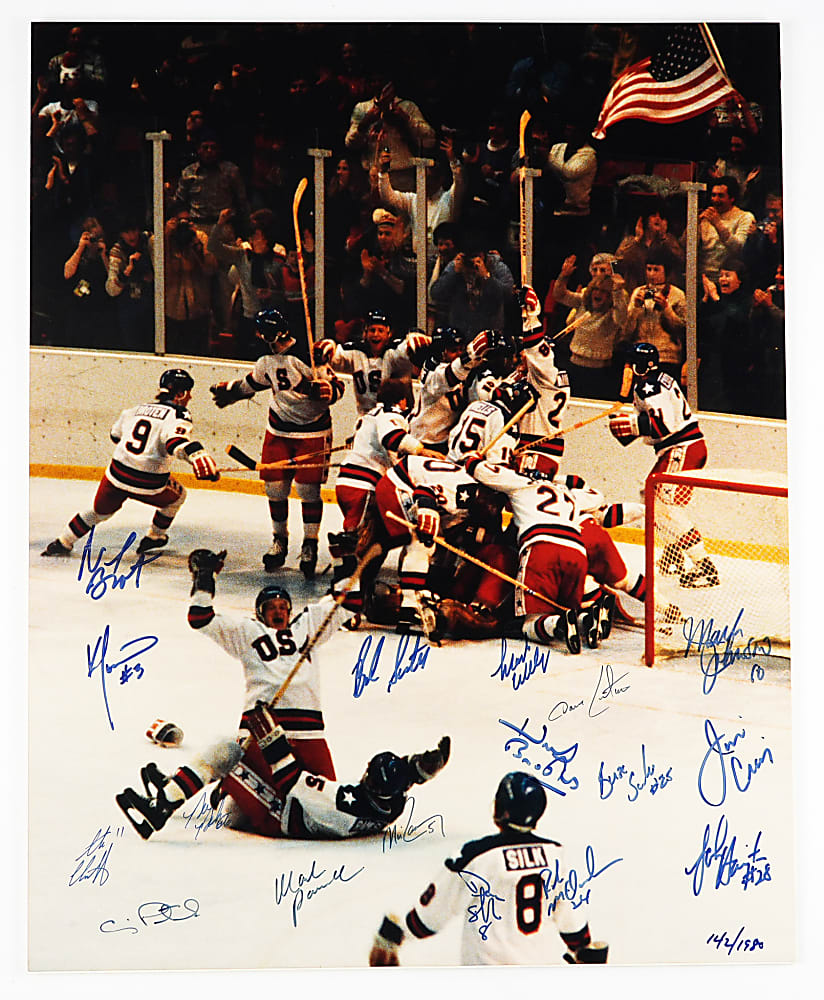 1980 Team USA Men’s Hockey Multi-Signed “Miracle on Ice” Limited-Edition 16x20 Photograph with (17) Signatures Including Herb Brooks