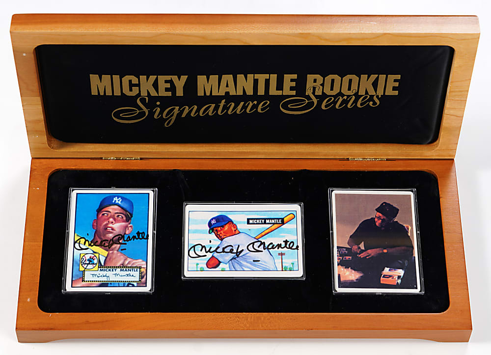 1995 R&N China Signature Series Mickey Mantle Signed Limited-Edition Porcelain Rookie Cards Set (2) in Deluxe Case