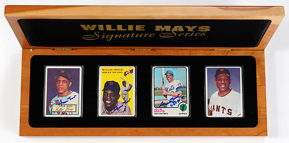 1999 R&N China Signature Series Willie Mays Signed Limited-Edition Porcelain Card Set (3) in Deluxe Case