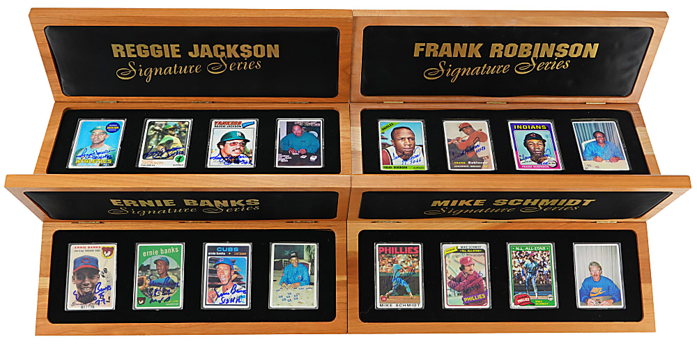 1995 R&N China Signature Series Porcelain Trio Sets (8) in Boxed Displays (24 Total Signed) with Banks, R. Jackson & Schmidt