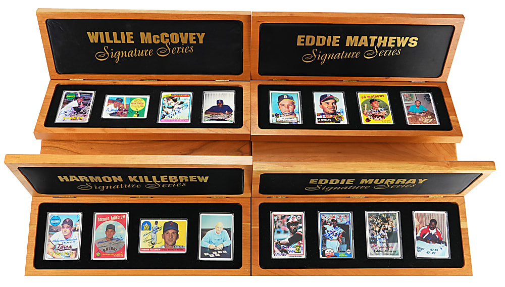 1995 R&N China Signature Series Porcelain Trio Sets (8) in Boxed Displays (24 Total Signed) with Banks, R. Jackson & Schmidt