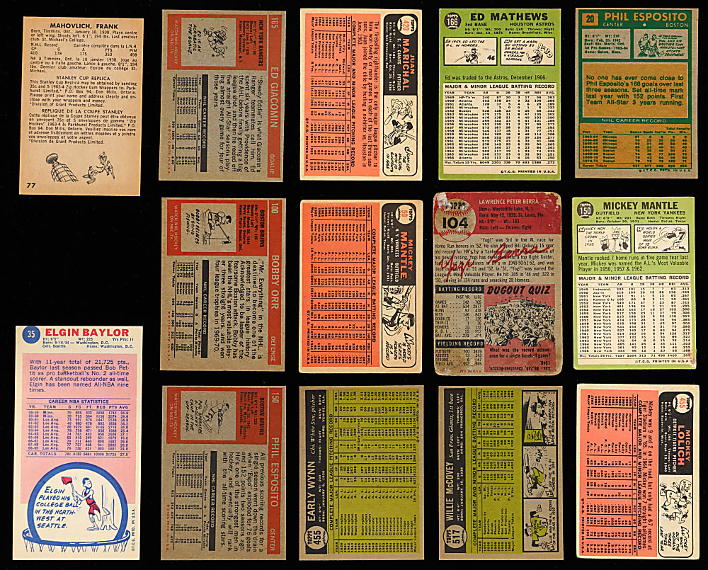 1953-1972 Multi-Sport Superstar Collection (14) with (2) Mickey Mantle & Bobby Orr