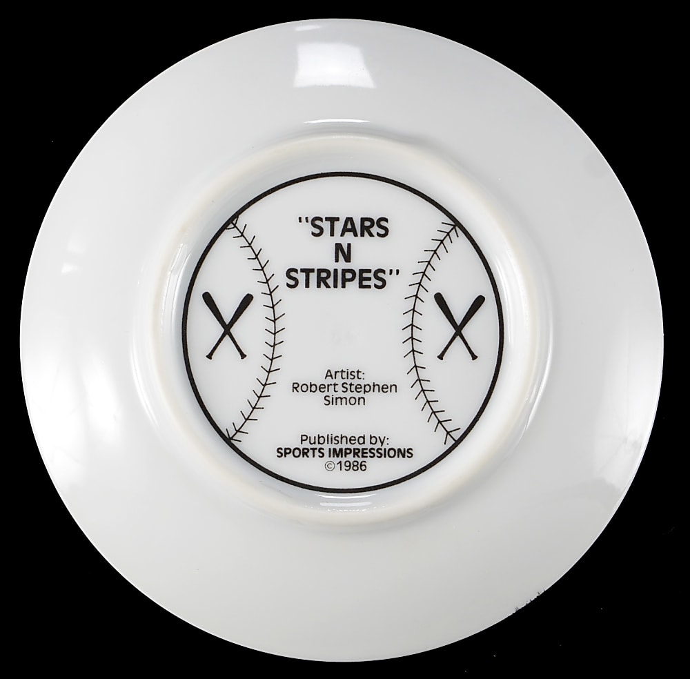 1986 Joe DiMaggio and Mickey Mantle Dual-Signed Sports Impressions Stars & Stripes 4" Plate