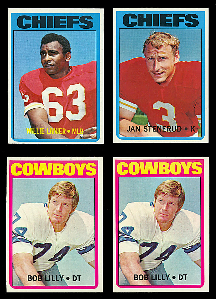 1972 Topps Football Hall of Fame Collection (19) with (3) #100 Joe Namath & (3) #200 Roger Staubach Rookies