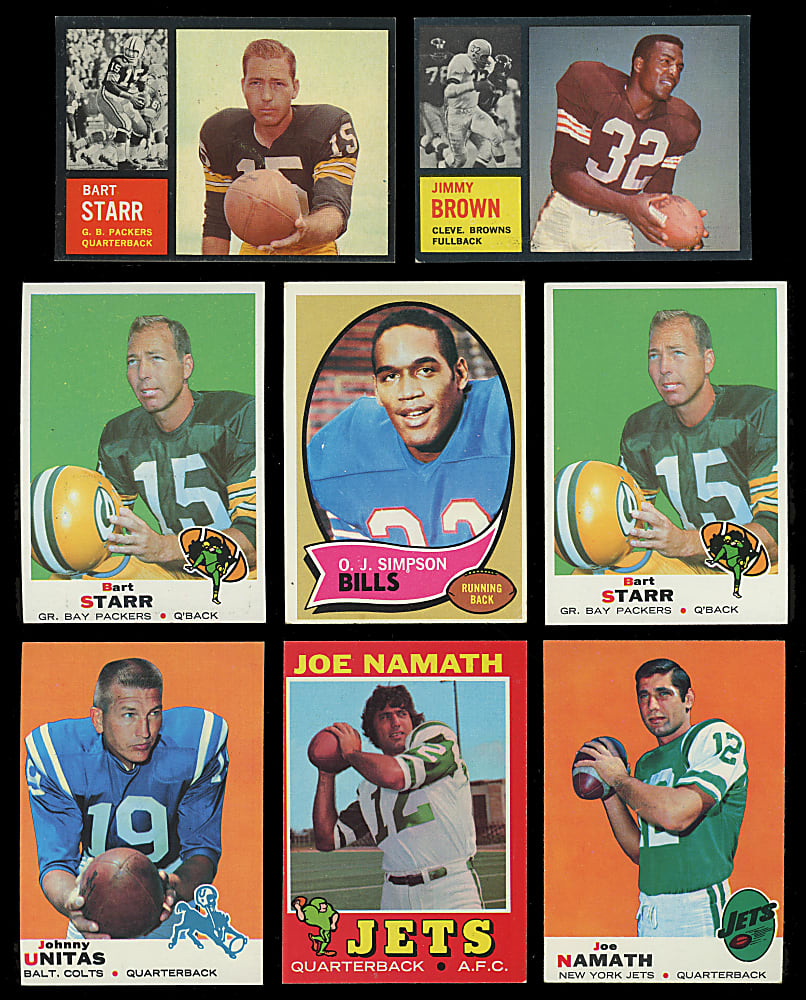 1957-1973 Topps Football Superstar Collection (43) with (8) Starr, (3) Namath, J. Brown & Unitas