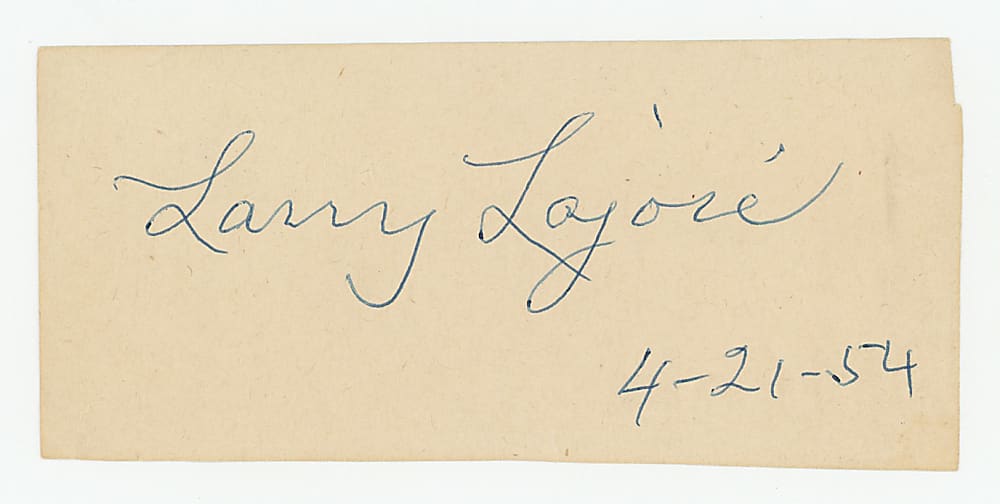 Larry (Nap) Lajoie Cut Signature with "4-21-54" Date Inscription