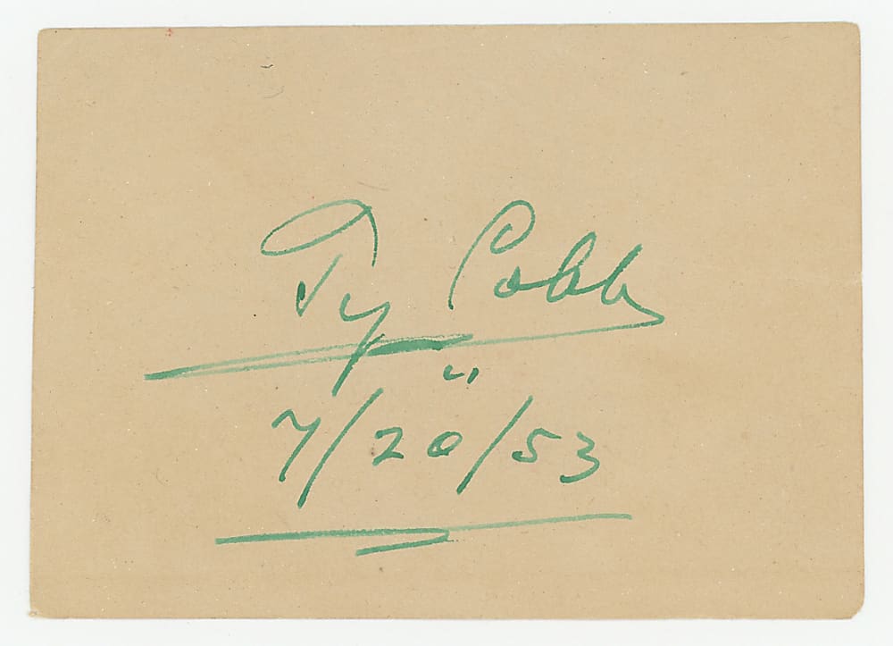 Ty Cobb Cut Signature with "7/20/53" Date Inscription