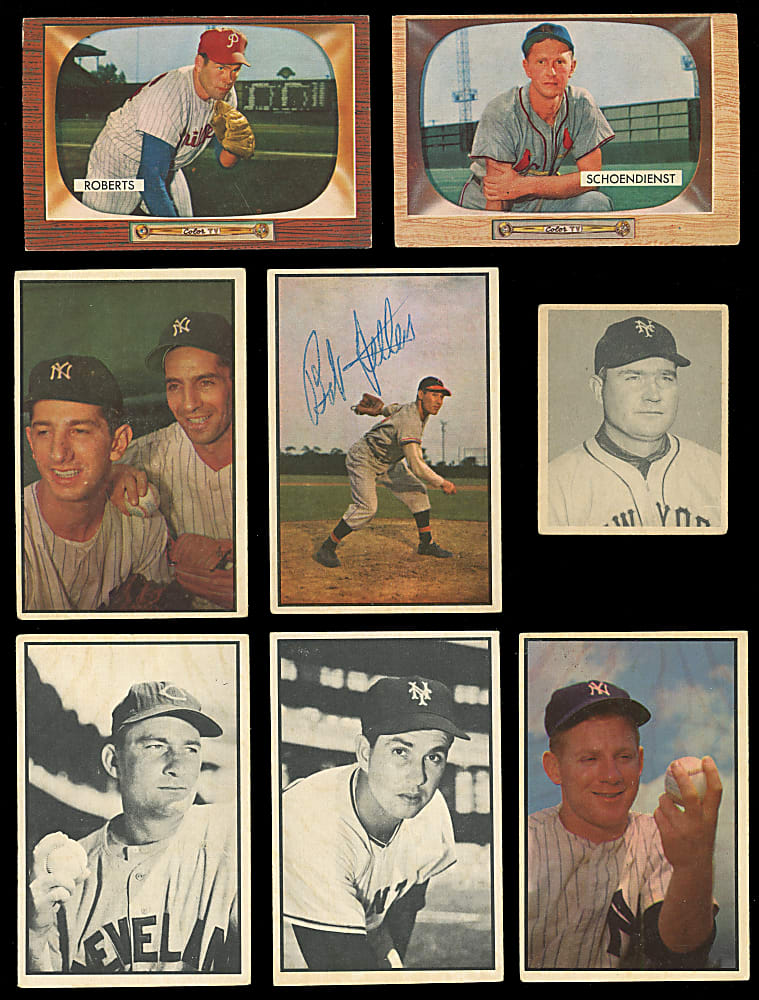 1948-1955 Bowman Collection (155) with (13) Hall of Famers Including Signed 1953 Bowman Bob Feller