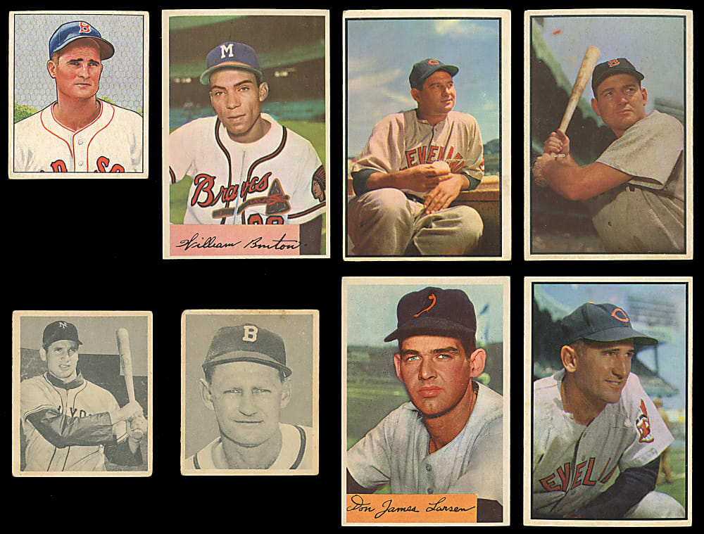 1948-1955 Bowman Collection (155) with (13) Hall of Famers Including Signed 1953 Bowman Bob Feller