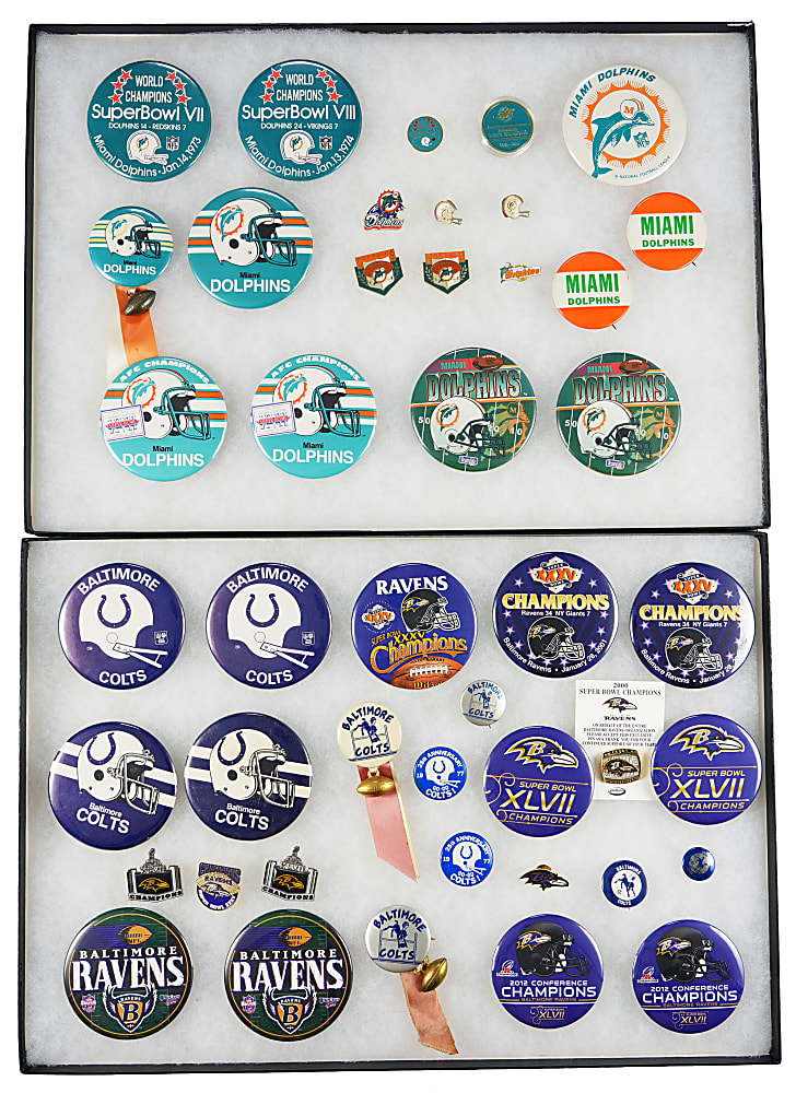 1950s-Modern NFL Pins/Trinkets (87) with Baltimore, Miami & Washington