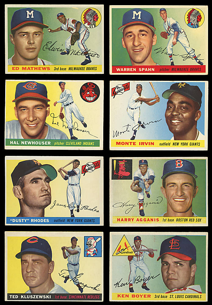 1955 Topps Near Set (201/206) with Banks, Killebrew Rookie & T. Williams