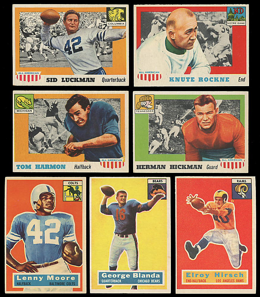 1955 Topps All-American & 1956 Topps Football Partial Set Pair - (126) Total Cards