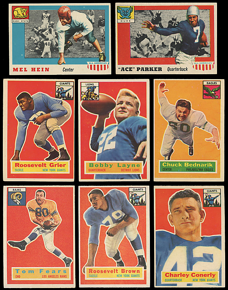1955 Topps All-American & 1956 Topps Football Partial Set Pair - (126) Total Cards
