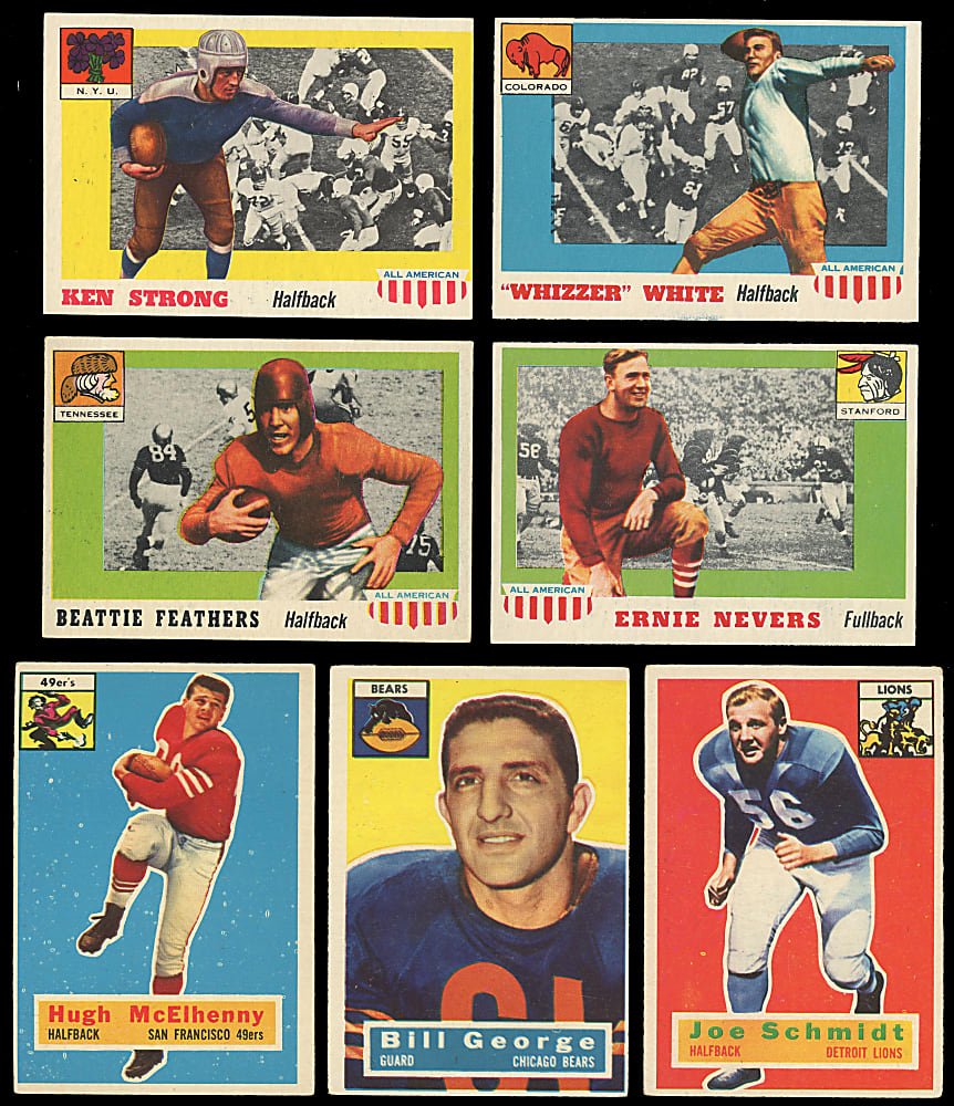 1955 Topps All-American & 1956 Topps Football Partial Set Pair - (126) Total Cards