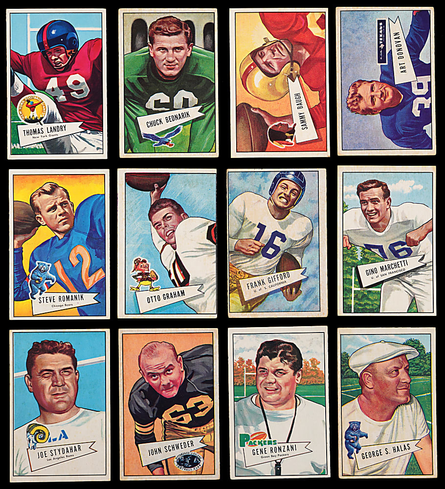 1952 Bowman Football Large Near Set (134/144) with Most Keys
