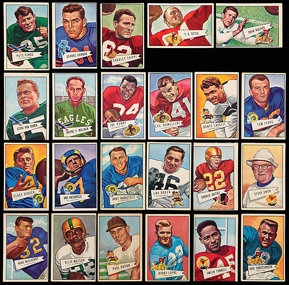 1952 Bowman Football Large Near Set (134/144) with Most Keys