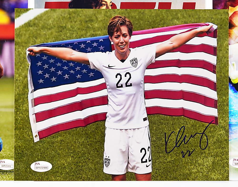 Soccer Signed & Card Collection (12) with 1971 Barratt & Co. #30 Pele, Pele Signed 8x10 with PSA COA & USWNT Signed