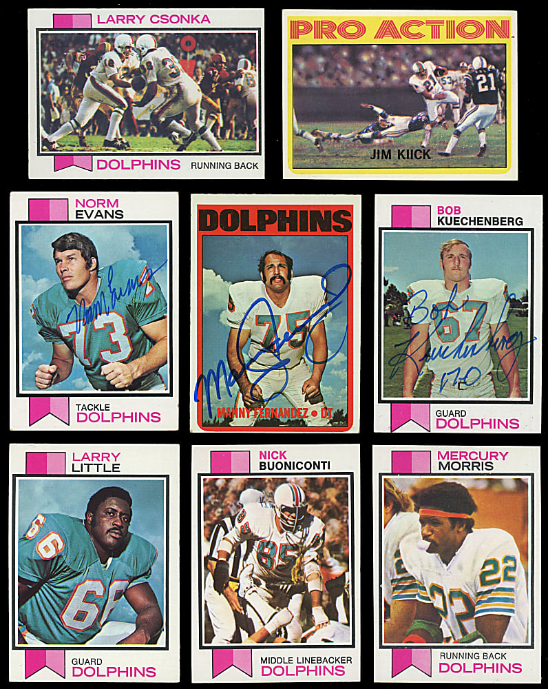 1968-1988 Topps Miami Dolphins Collection (53) with (7) Signed Including 1968 #196 Bob Griese & 1984 #123 Dan Marino Rookies