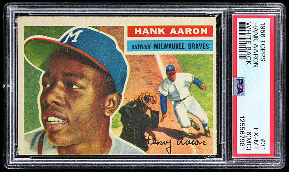 1956 Topps #31 Hank Aaron White Back PSA EX-MT 6 (mc)