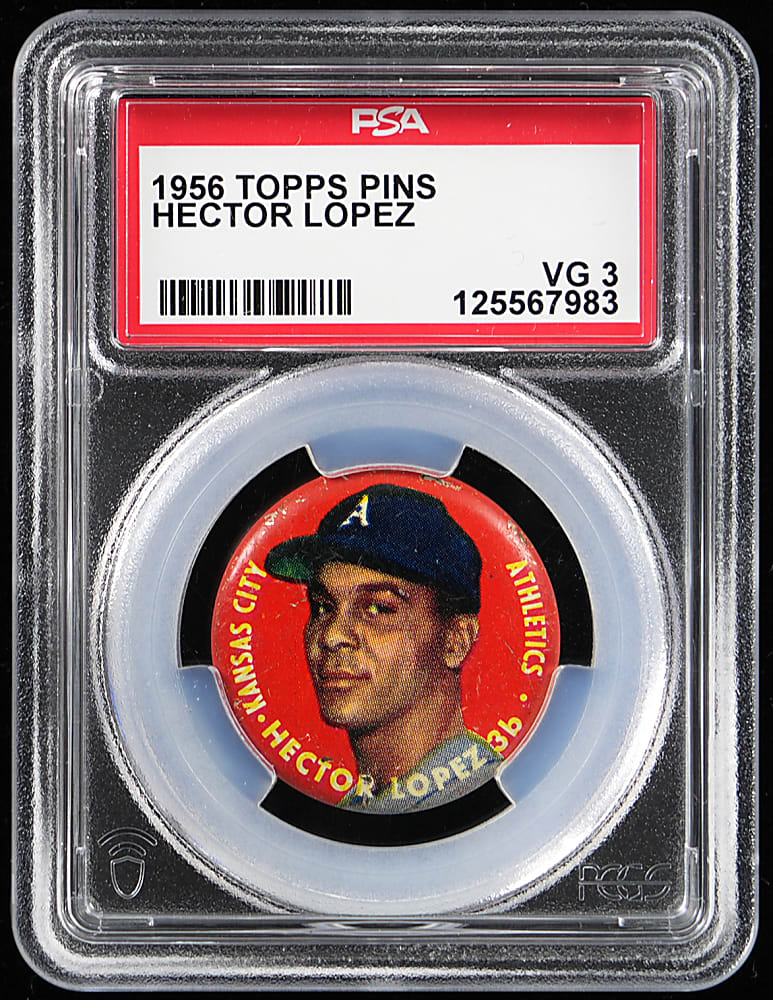 1956 Topps Pins Hector Lopez Shortprint PSA VG 3